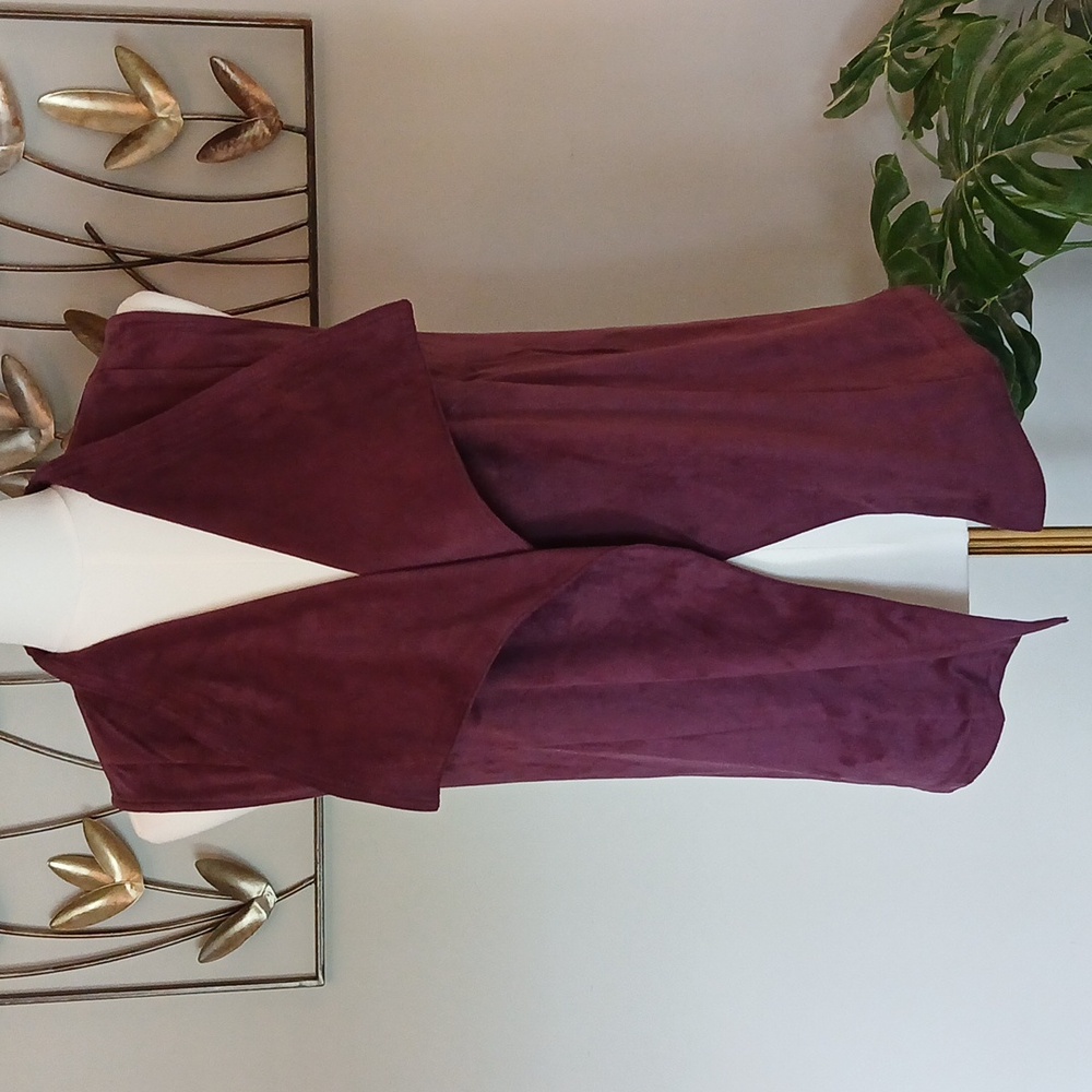 Wine Color Microsuede  Sleeveless Waterfall Vest Romeo+Juliet